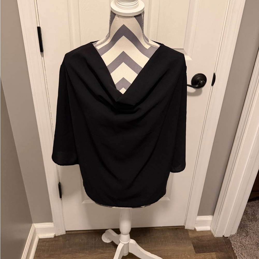 Elegant Black Cowl Neck Top